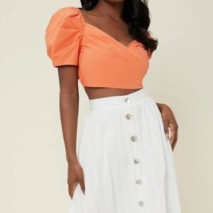 Shein Orange Smocked Crop Top - XS - Brand New